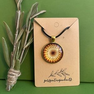 Mosaic Mandala Cabochon Pendant Necklace ✨